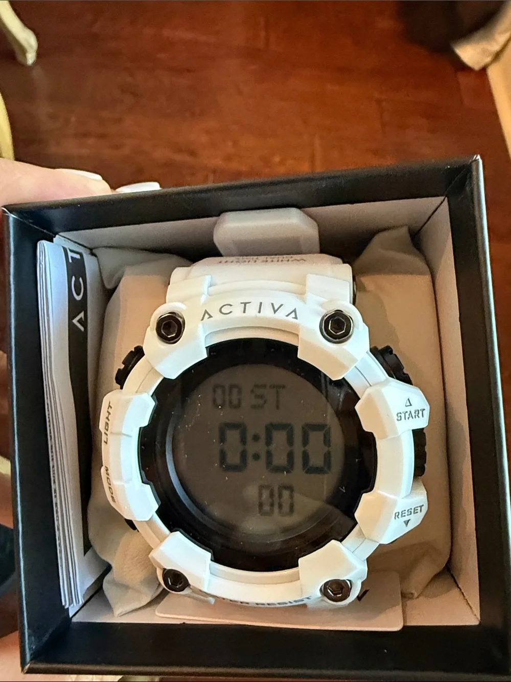 Ativa White and Black Digital Sports Watch with Large LCD